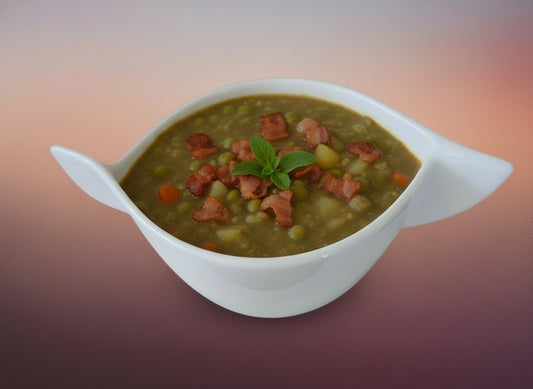 Pea soup with meat and bacon
