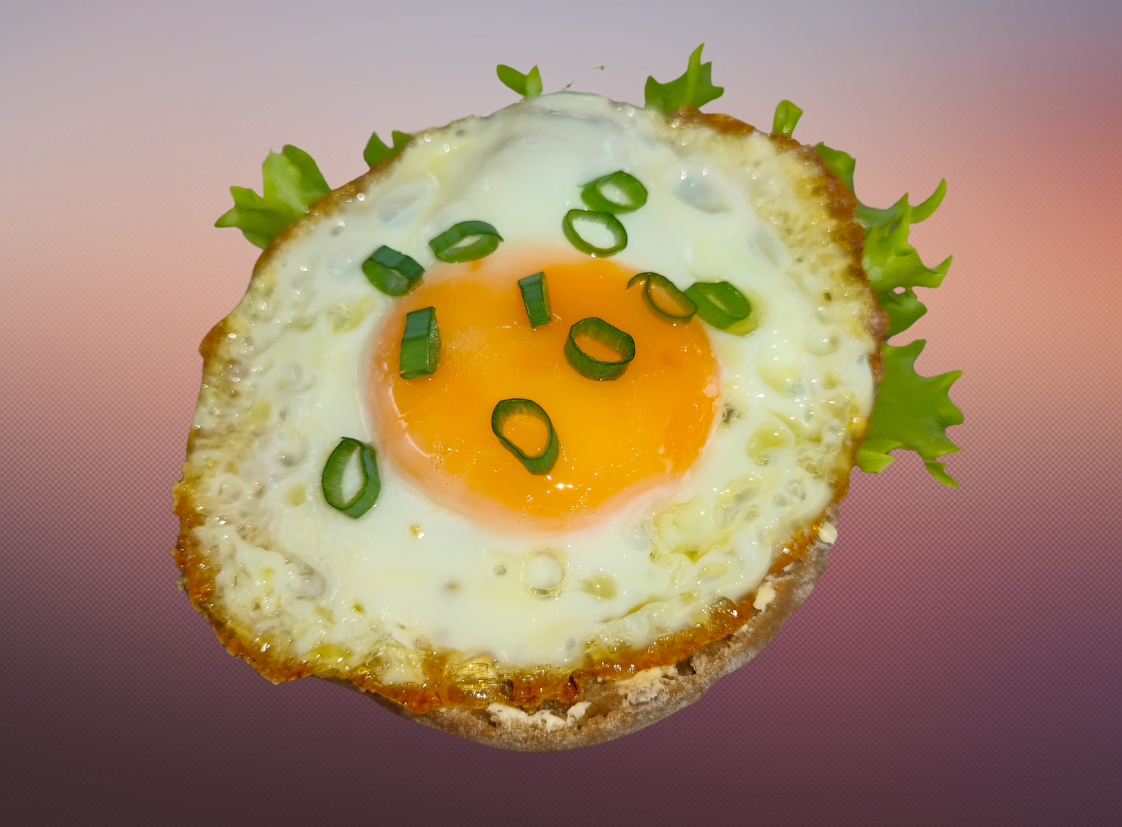Bun dark fried egg