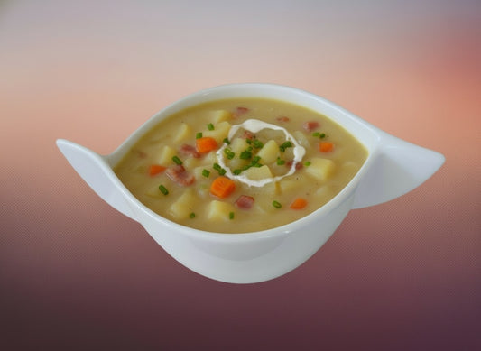 Potato soup with sausage insert