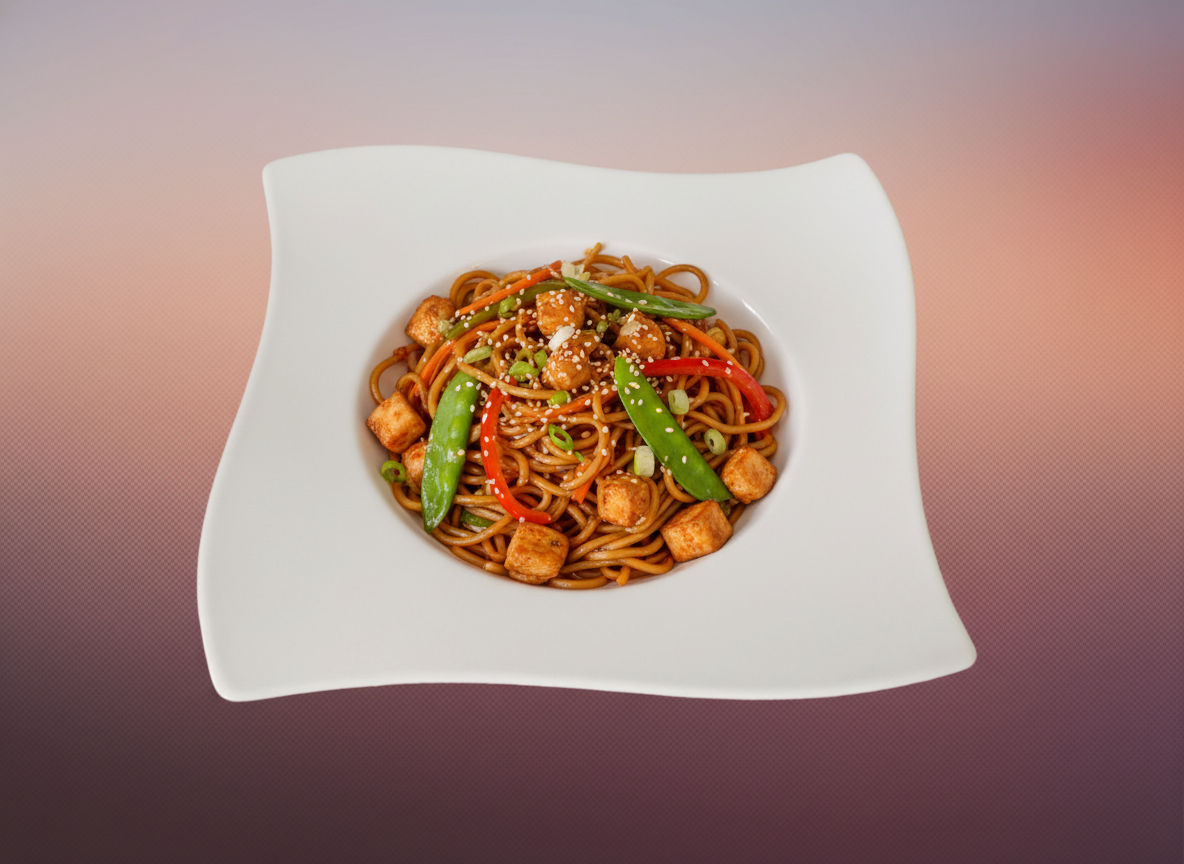 Asiatische Nudelpfanne mit Hühnerfleisch